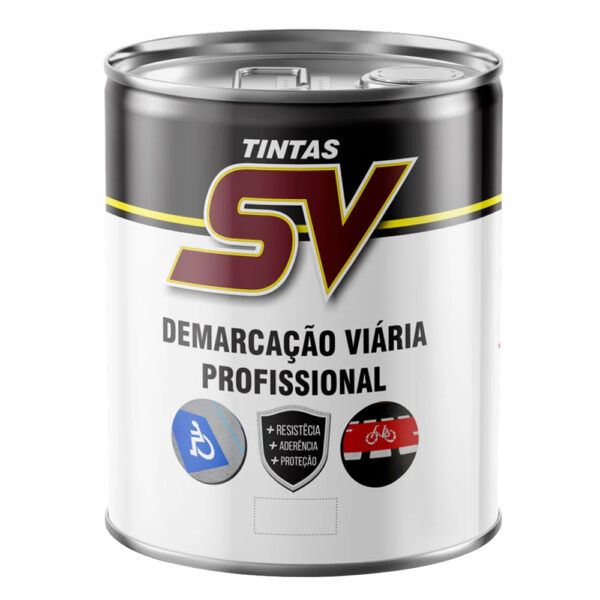 tinta demarcação viaria para pisos e calçadas cor branca a base de solvente profissional sv linha maza 18 litros