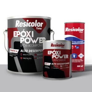 Kit Tinta Epóxi Bi-Componente Cinza Claro N 6,5 Resicolor 3,6L + Diluente Resicolor 900 ml