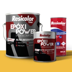 Kit Tinta Epóxi Bi-Componente Amarelo Segurança Resicolor 3,6L + Diluente Resicolor 900 ml