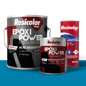 Kit Tinta Epóxi Bi-Componente Azul Segurança Resicolor 3,6L + Diluente Resicolor 900 ml