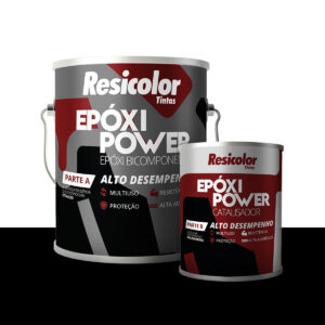 Kit Tinta Epóxi Bi-Componente Preto Resicolor 3,6L